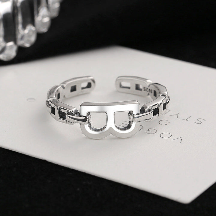 Women's Open Ring with Modern Chain Pattern Nin Boutique