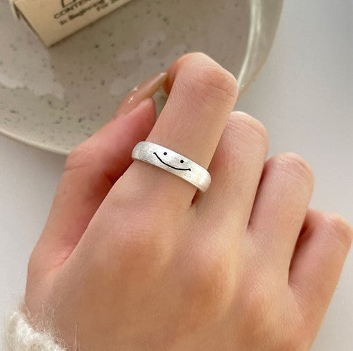 Women's Open Ring with Playful Smiley Motif Nin Boutique
