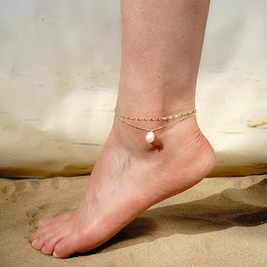 Ladies ankle bracelet with double link design and heart-shaped pendant Nin Boutique