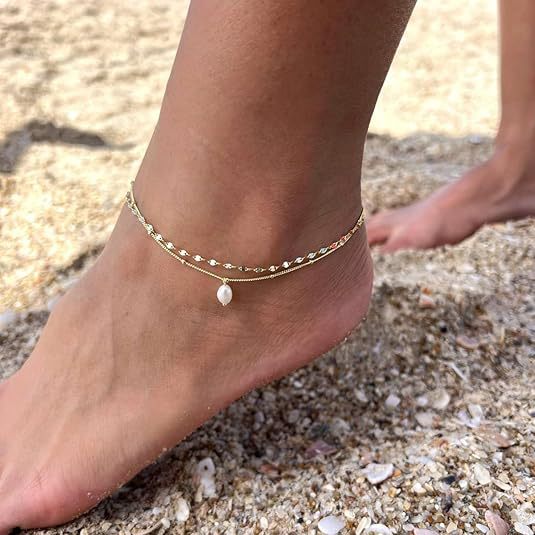 Ladies ankle bracelet with double link design and heart-shaped pendant Nin Boutique