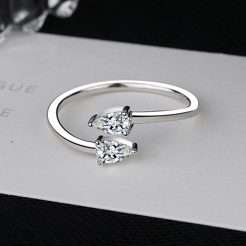 Women's ring with unique twin design and sparkling zircon stones Nin Boutique
