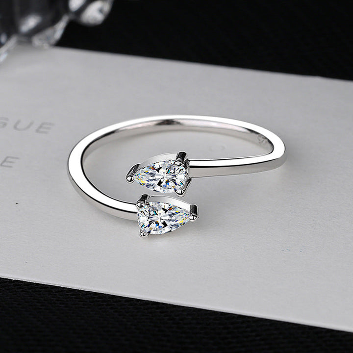 Ladies ring with double drop-shaped gemstone shine Nin Boutique