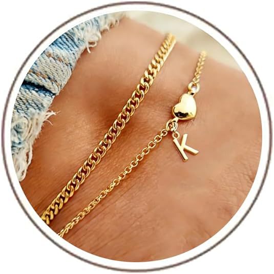 Ladies ankle bracelet with heart-shaped and initialized charm Nin Boutique
