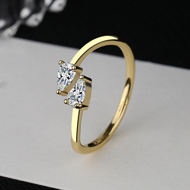 Women's ring with unique twin design and sparkling zircon stones Nin Boutique