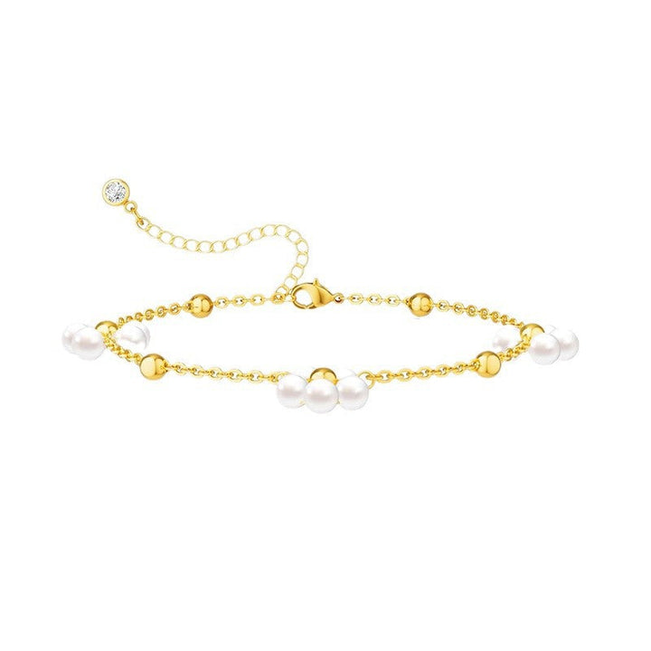 Women's ankle bracelet with elegant pearls and golden accents Nin Boutique