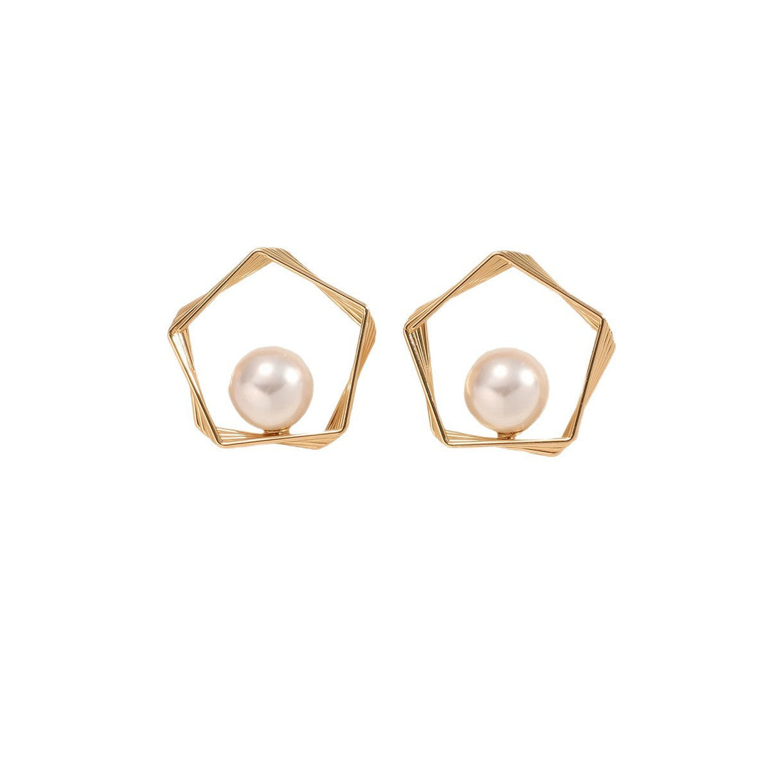 Women's earrings with elegant pearl and geometric shape Nin Boutique