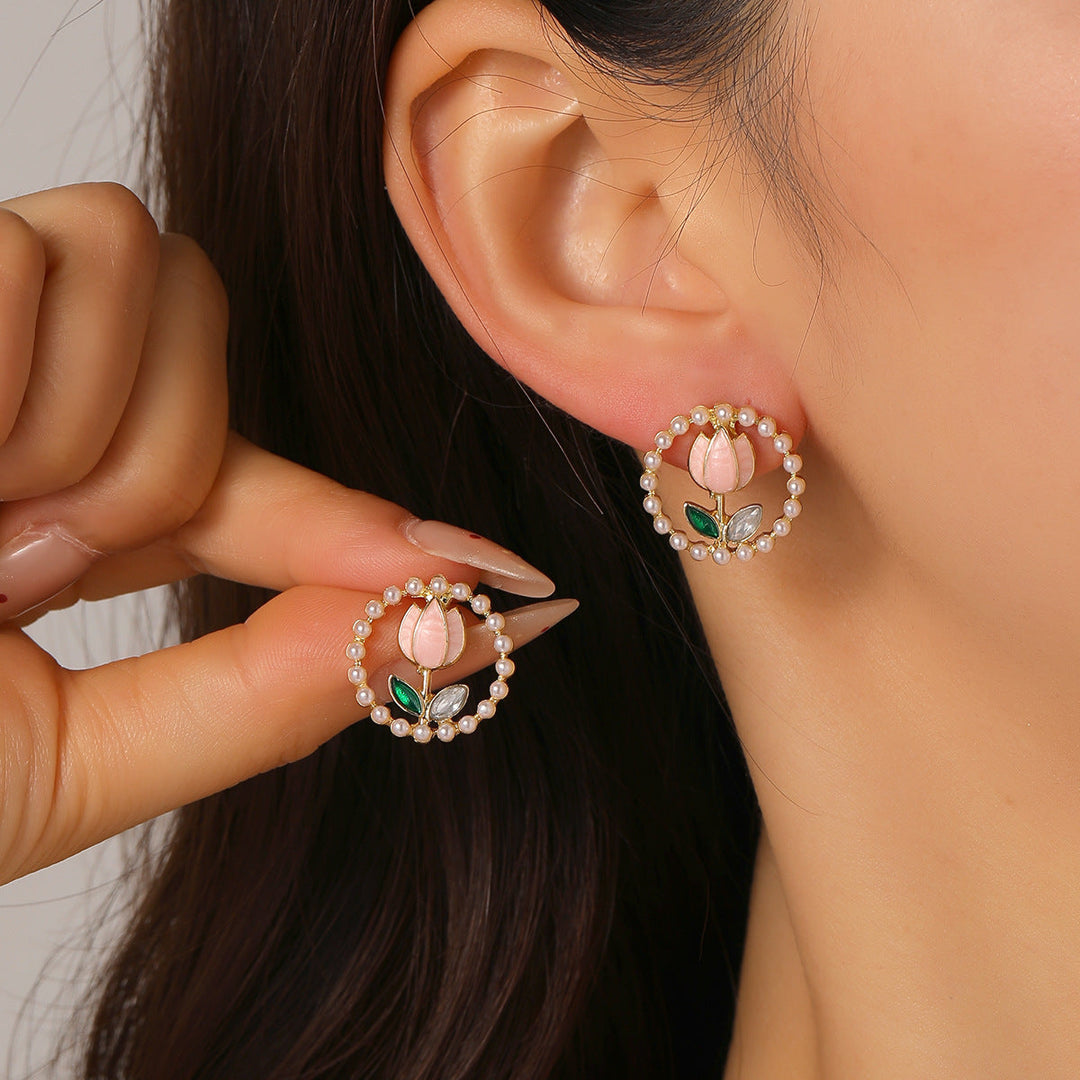 Women's earrings with elegant pearl and zirconia design Nin Boutique