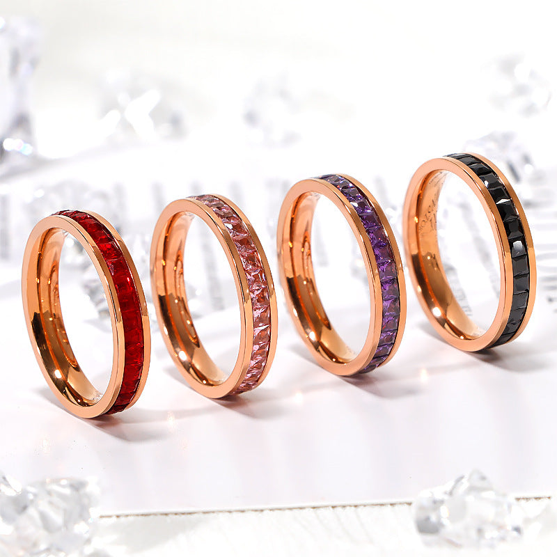 Women's ring with sparkling purple Swarovski crystals and polished surface Nin Boutique