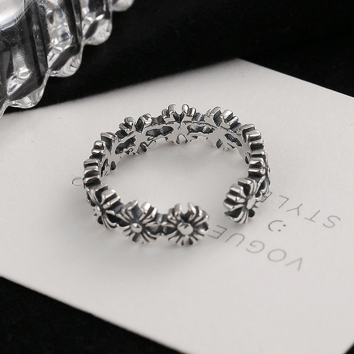 Women's Open Ring with Floral Design Made of High-Quality Stainless Steel Nin Boutique