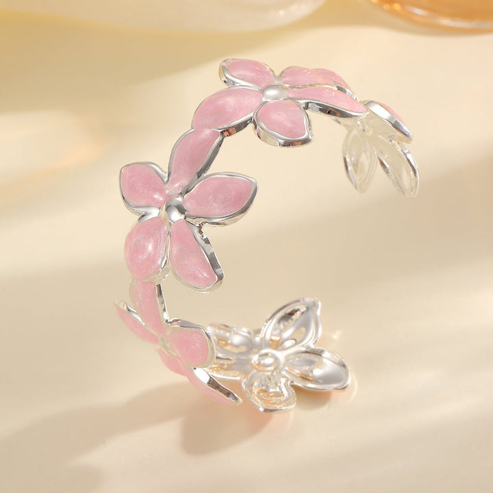 Ladies Open Bangle with Artistic Flower Design Nin Boutique
