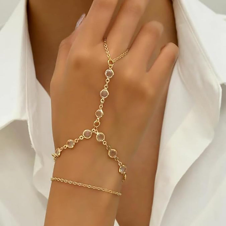 Ladies delicate ankle bracelet with elegant link and crystal accents Nin Boutique