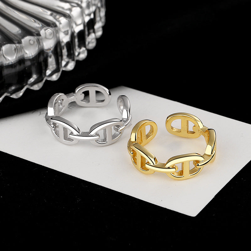 Women's ring with modern chain design and high-quality gold surface Nin Boutique