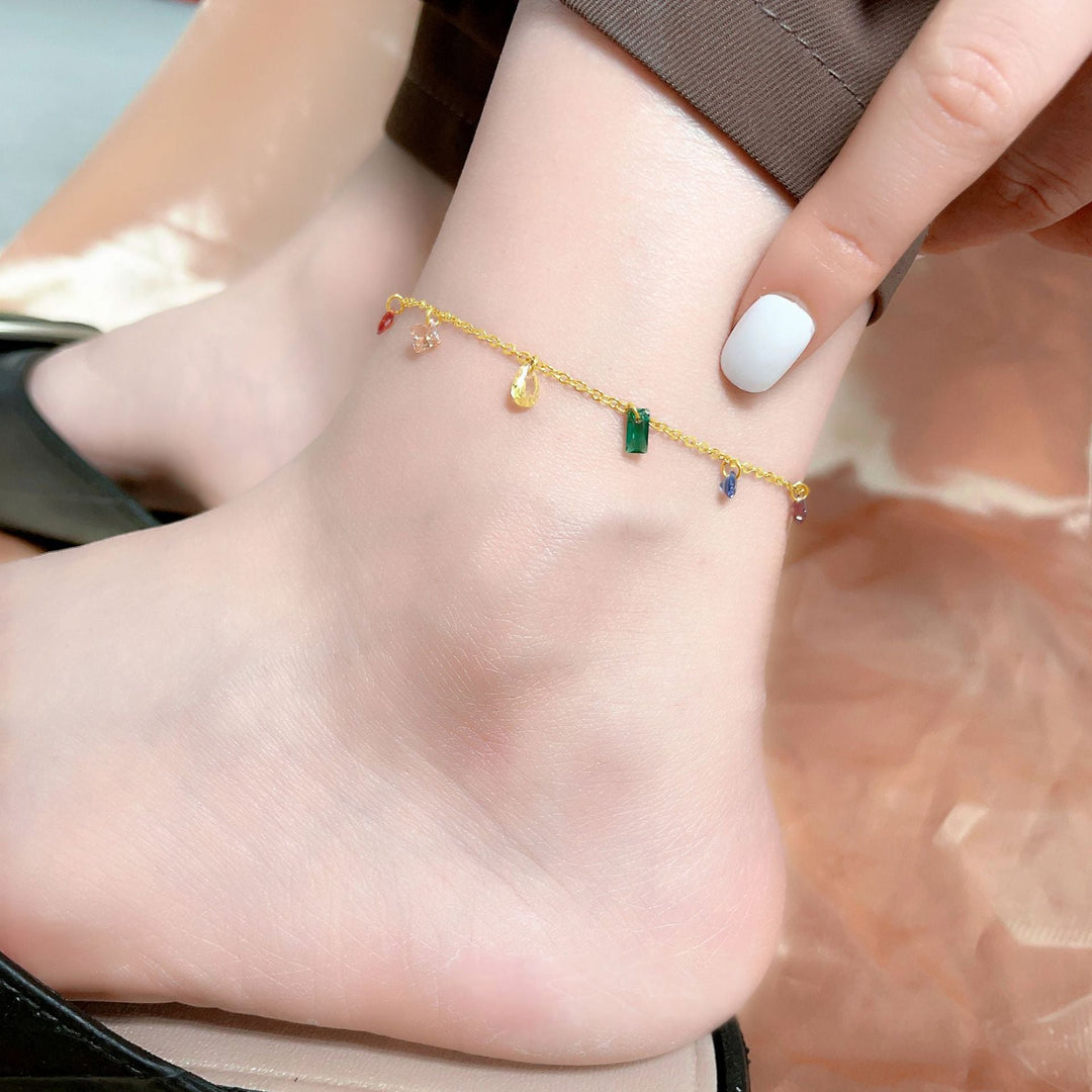 Ladies ankle bracelet with colorful crystal pendants Nin Boutique