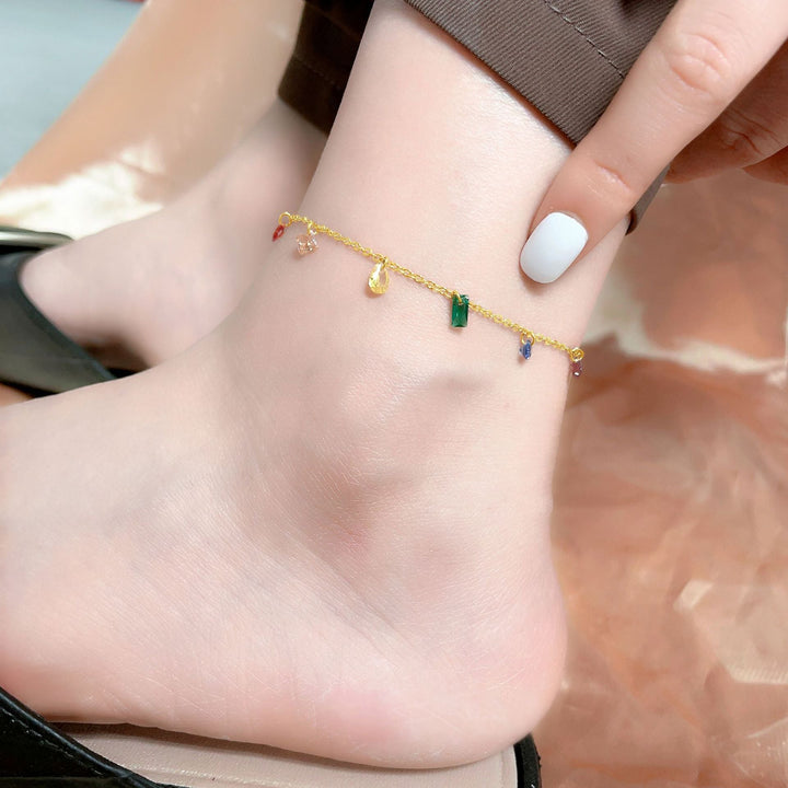 Ladies ankle bracelet with colorful crystal pendants Nin Boutique