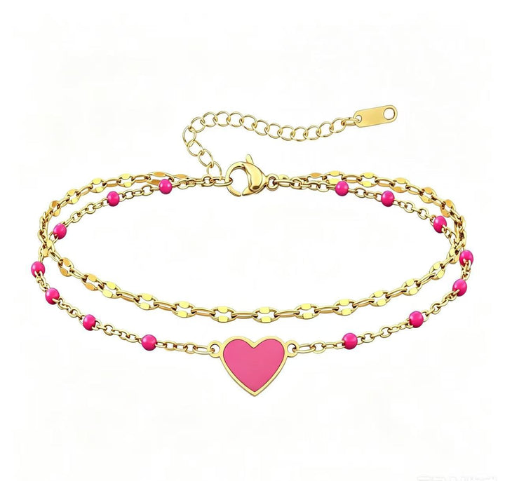 Ladies anklet with heartwarming pendant and colorful beads Nin Boutique
