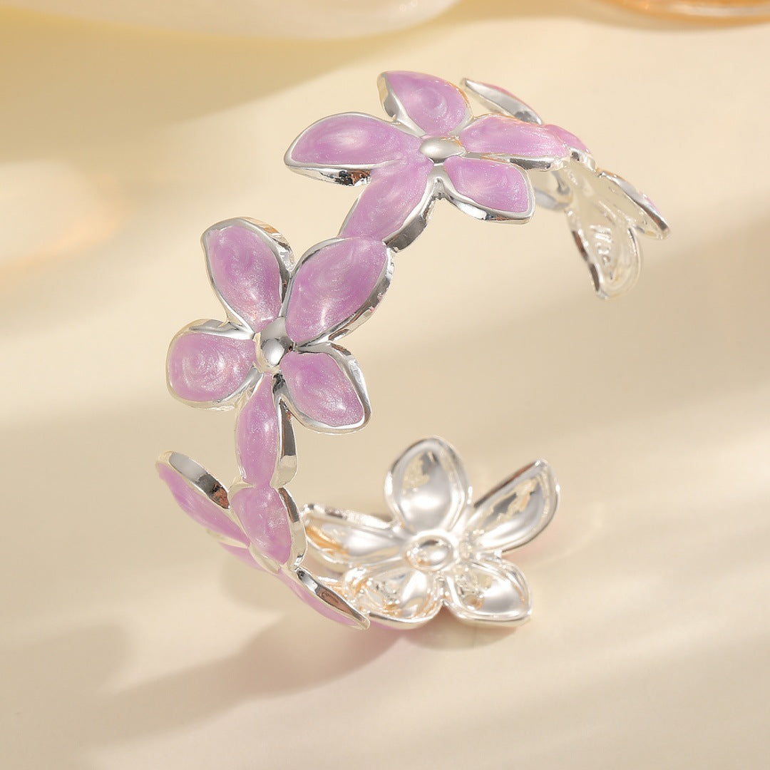 Ladies Open Bangle with Artistic Flower Design Nin Boutique