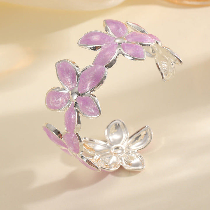 Ladies Open Bangle with Artistic Flower Design Nin Boutique