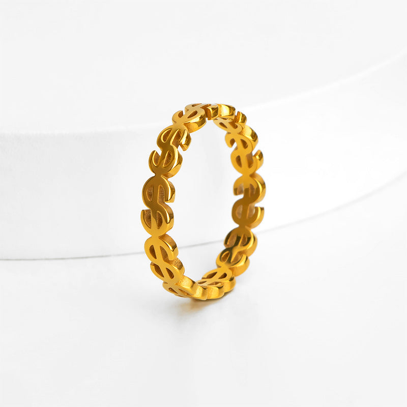Women's Ring with Modern Dollar Sign Design Nin Boutique
