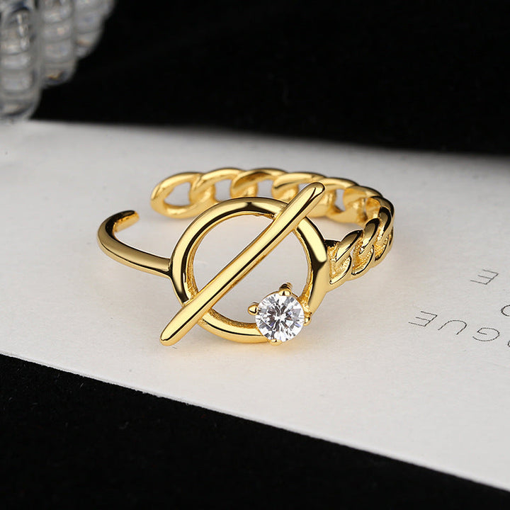 Women's Trendy Ring with Creative Chain and Zircon Design Nin Boutique
