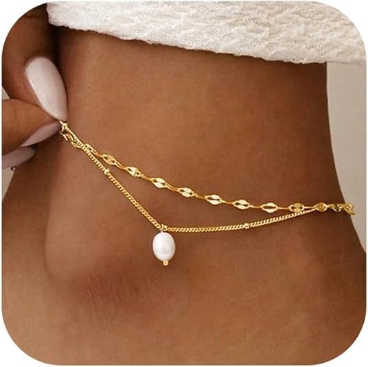 Ladies ankle bracelet with double link design and heart-shaped pendant Nin Boutique