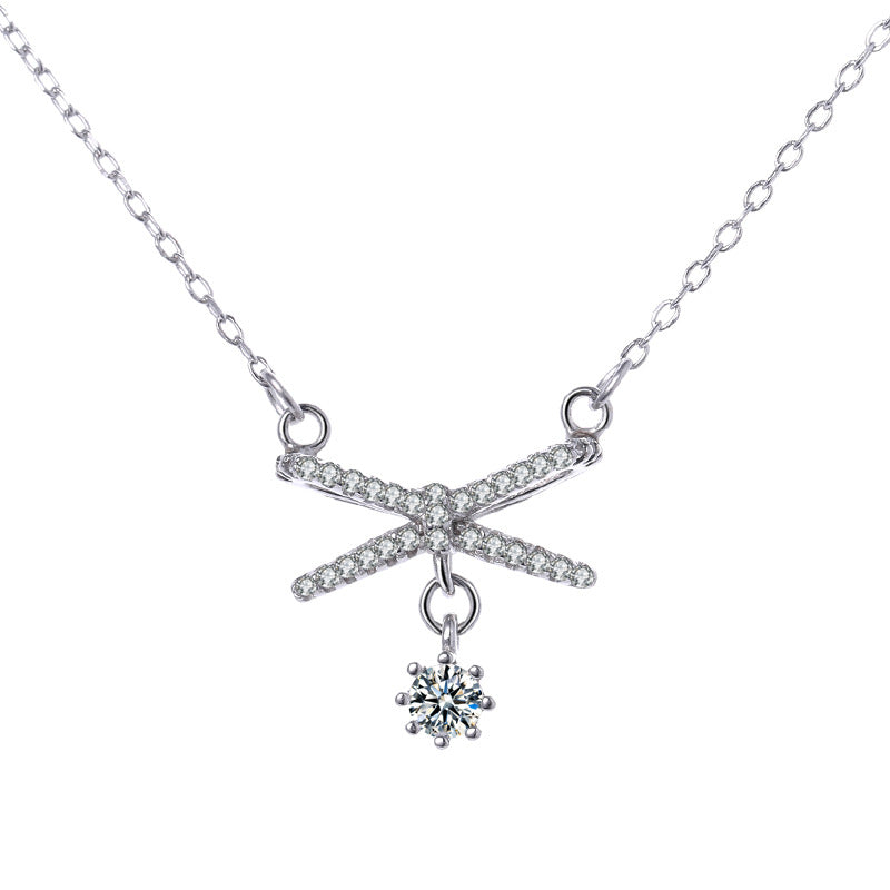 Women's necklace with artistic X design and sparkling pendant Nin Boutique