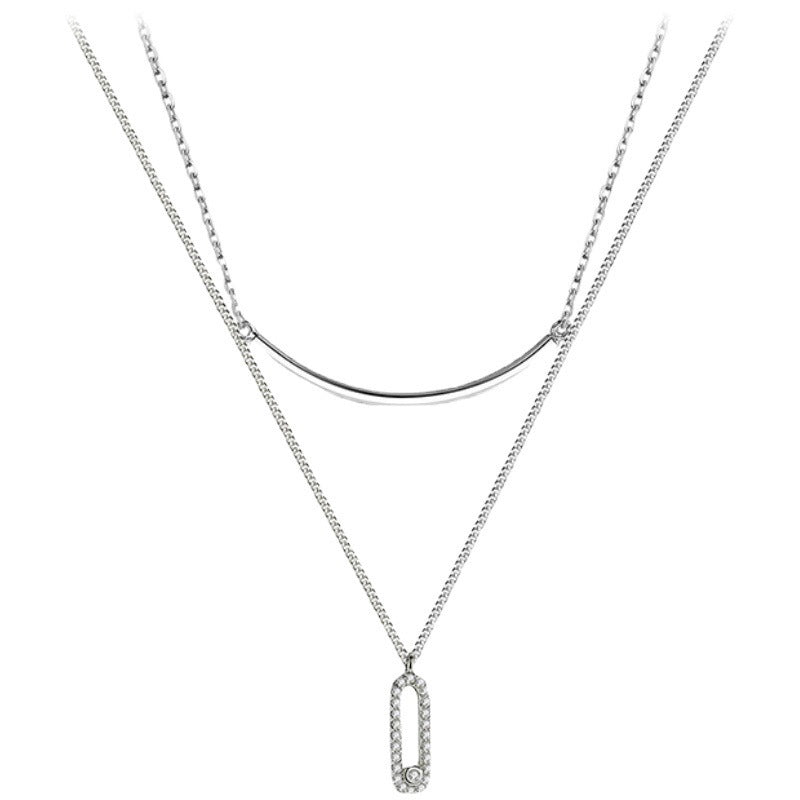 Women's necklace with modern, two-layer design and sparkling pendant Nin Boutique