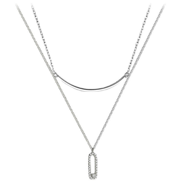 Women's necklace with modern, two-layer design and sparkling pendant Nin Boutique
