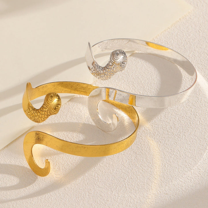 Ladies Open Bangle with ornate fish motif Nin Boutique