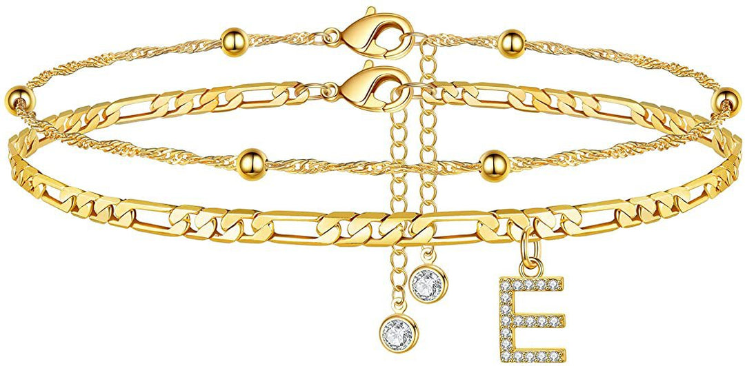 Women’s anklet with personalized pendant and sparkling zirconia elements Nin Boutique