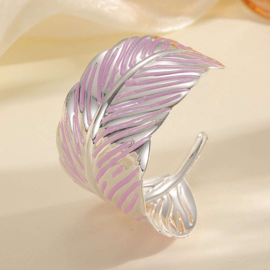 Women's Open Cuff in Tropical Leaf Design Nin Boutique
