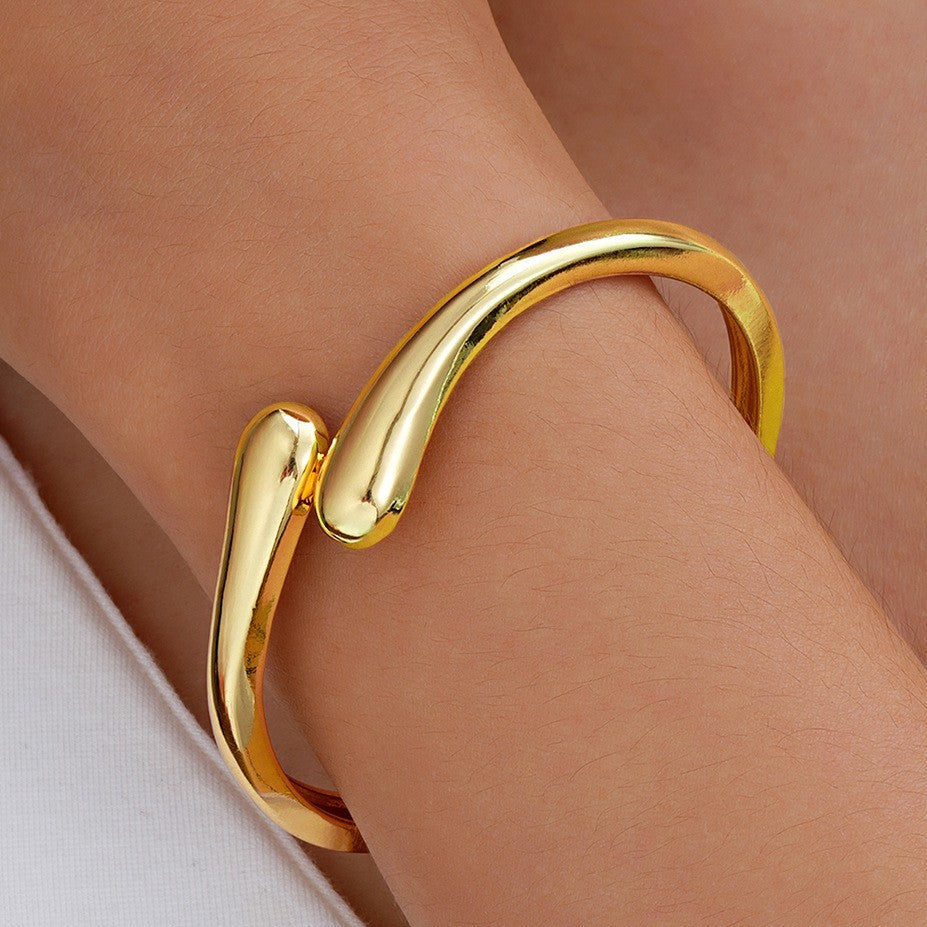 Women's Open Cuff Bracelet with Modern, Curved Design Nin Boutique