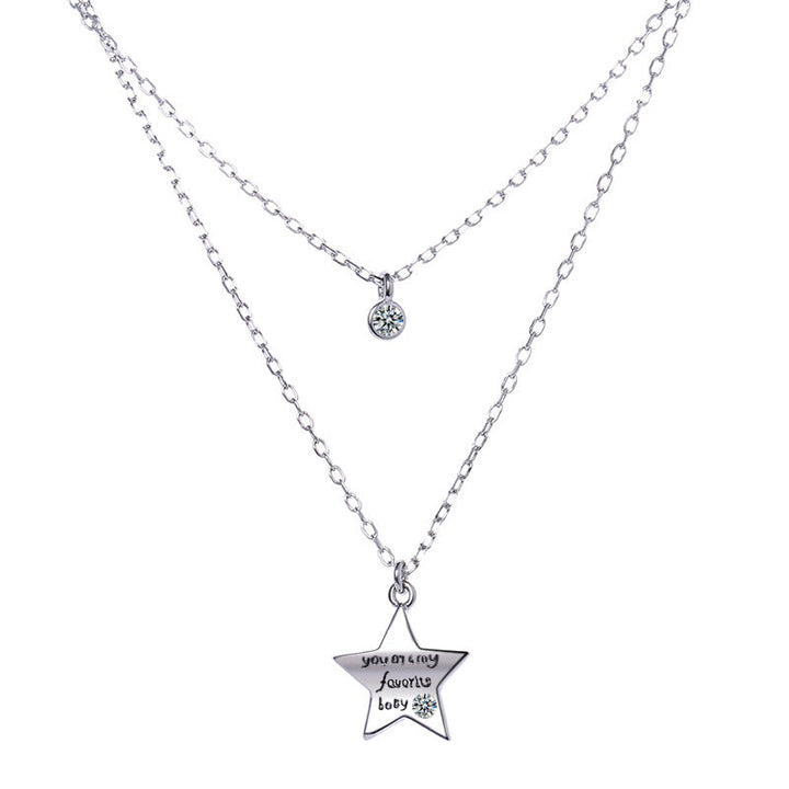 Ladies necklace with stylish star pendant and sparkling zircon Nin Boutique
