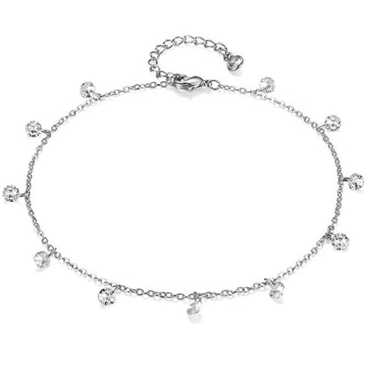 Ladies ankle bracelet with sparkling crystal pendants and delicate gold design Nin Boutique