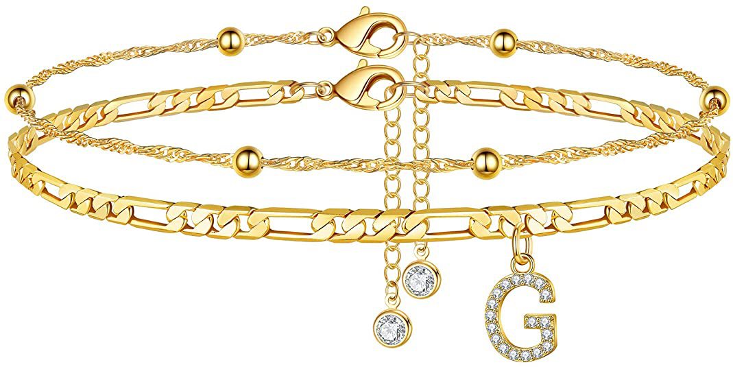 Women’s anklet with personalized pendant and sparkling zirconia elements Nin Boutique