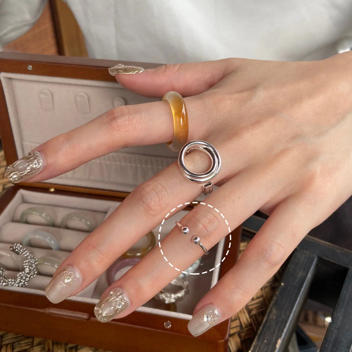 Women's adjustable ring with minimalist ball detail Nin Boutique