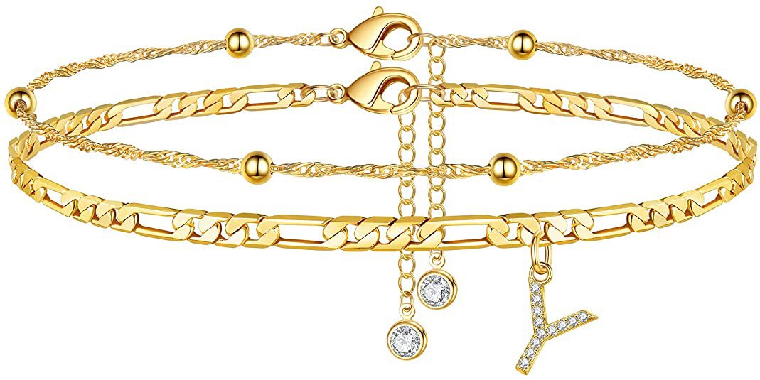 Women’s anklet with personalized pendant and sparkling zirconia elements Nin Boutique