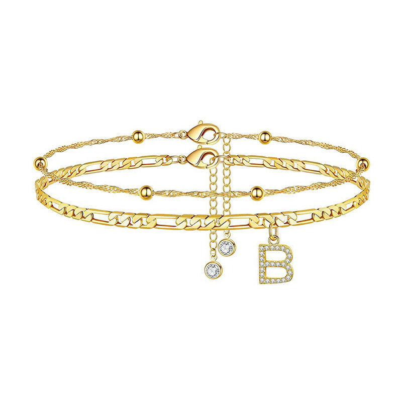 Women’s anklet with personalized pendant and sparkling zirconia elements Nin Boutique