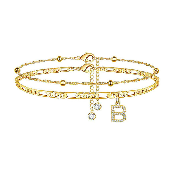 Women’s anklet with personalized pendant and sparkling zirconia elements Nin Boutique
