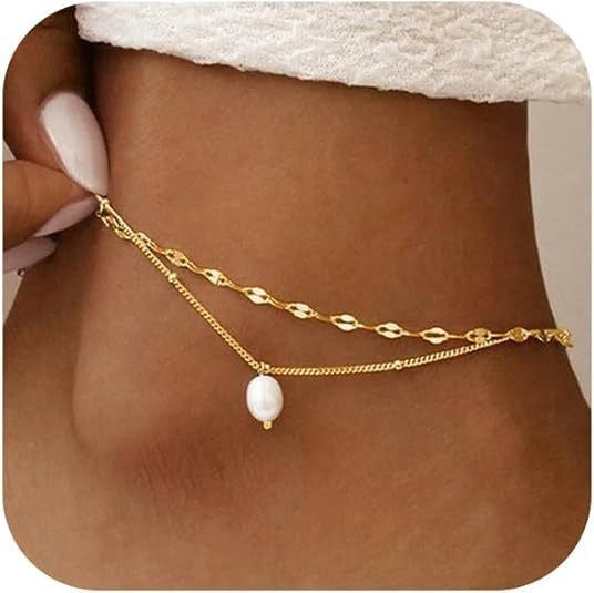 Ladies ankle bracelet with double link design and heart-shaped pendant Nin Boutique