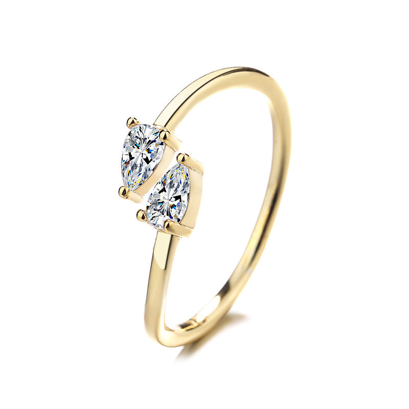 Women's ring with unique twin design and sparkling zircon stones Nin Boutique