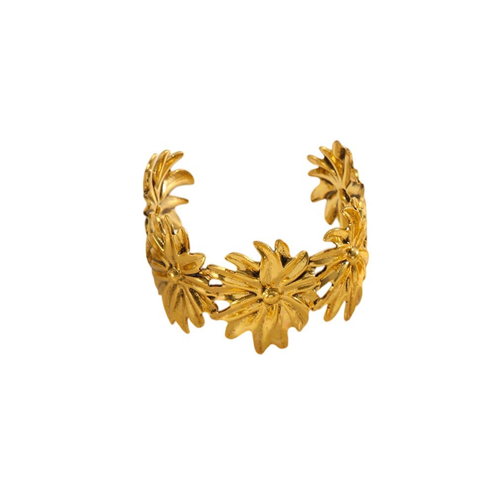 Women's Open Bracelet with Floral Motifs and Artistic Design Nin Boutique