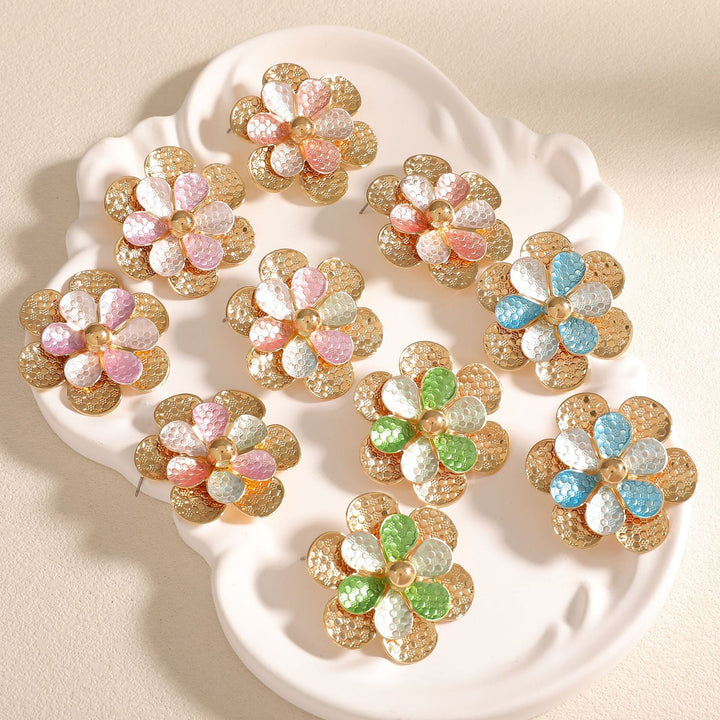 Ladies earrings in artistic floral pattern Nin Boutique