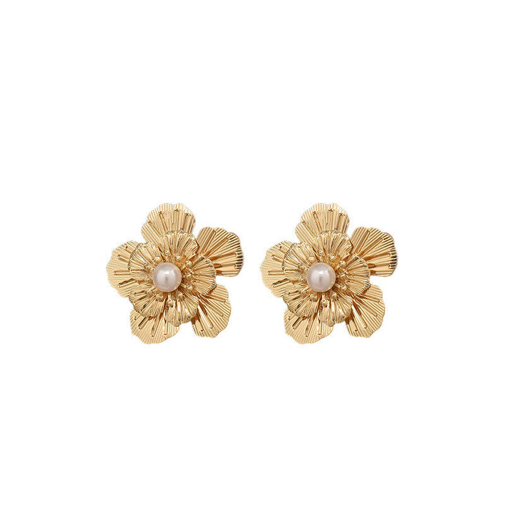 Women's earrings with artistic flower design and pearl accents Nin Boutique