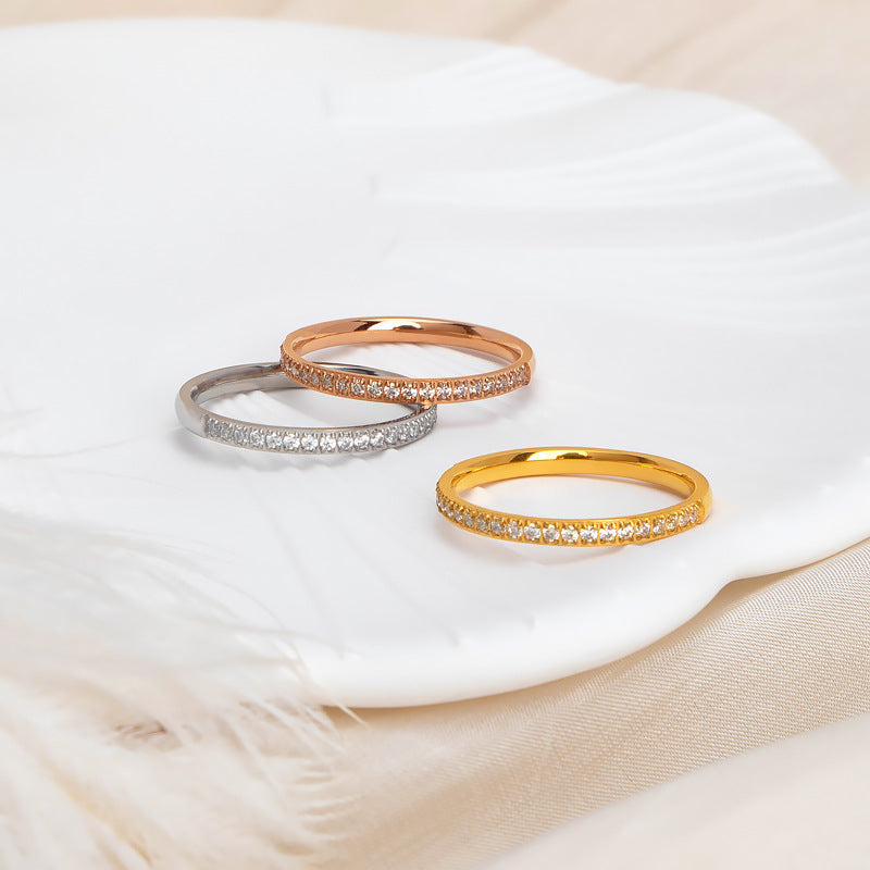 Ladies delicate ring with sparkling zirconia stones Nin Boutique