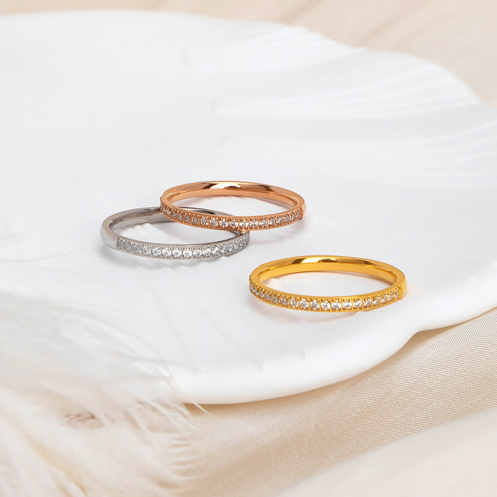 Ladies delicate ring with sparkling zirconia stones Nin Boutique