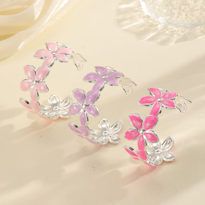 Ladies Open Bangle with Artistic Flower Design Nin Boutique