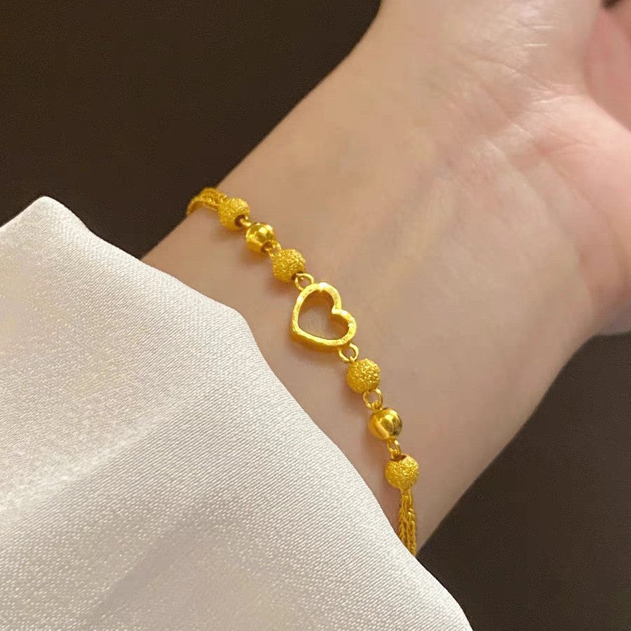 Women Heart-Embellished Gold Chain Anklet Nin Boutique