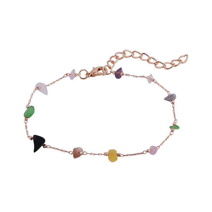Women anklets with natural gemstone decor and fine link design Nin Boutique