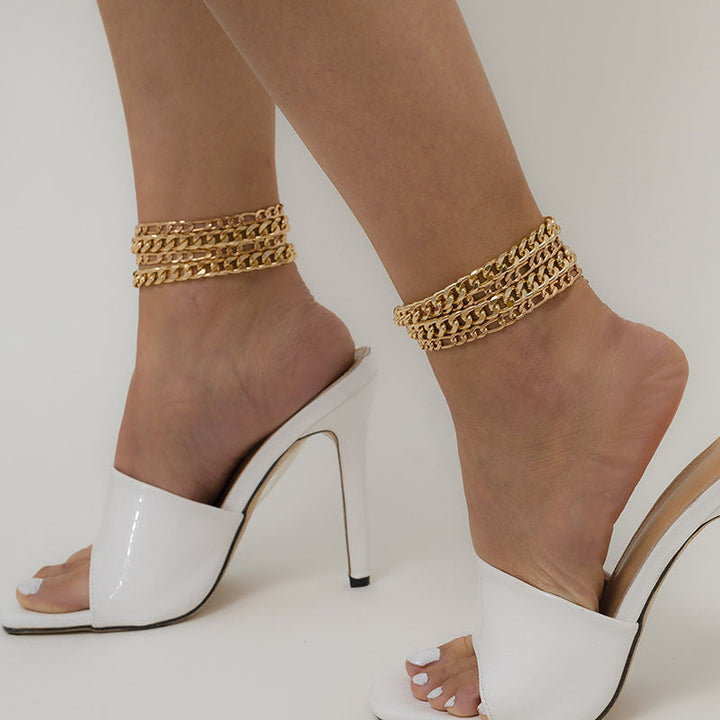 Ladies modern ankle bracelet with layered chain design Nin Boutique