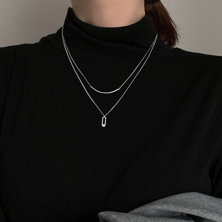 Women's necklace with modern, two-layer design and sparkling pendant Nin Boutique